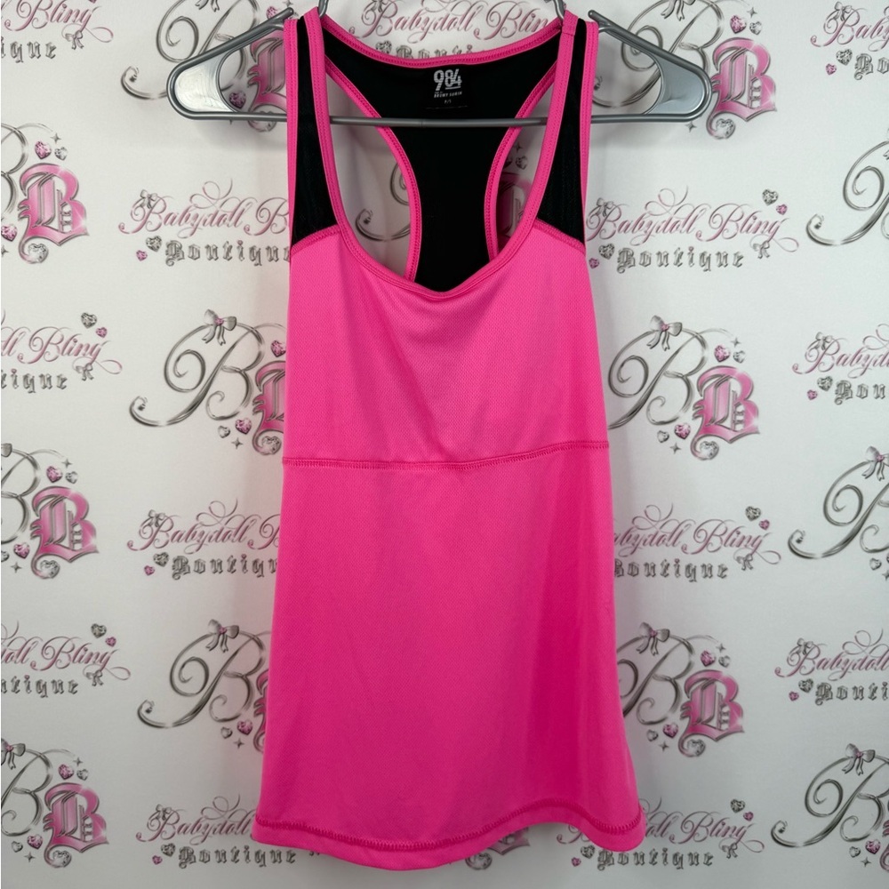 984 bruny surin tank top racer back neon bright Women's Pink Athletic Tank Top